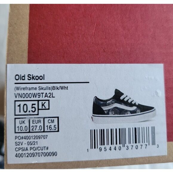 Vans Old Skool Wireframe Skull Kids Shoes – Size 10.5C – NWT - Picture 4 of 4